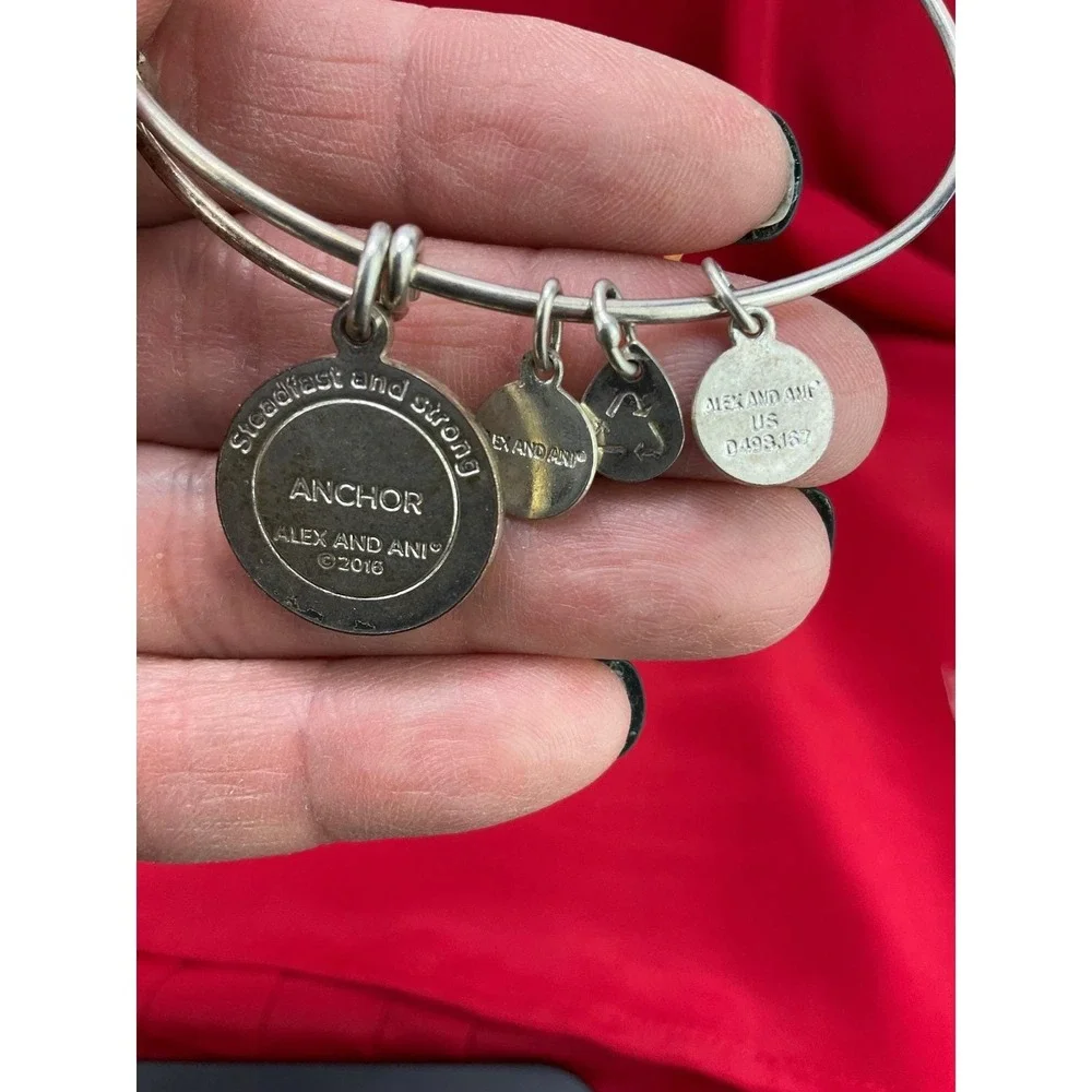 Alex and Ani Bangle Bracelet‎ Lot 6pc Nautical Lobster Fish Anchor Gold Silver